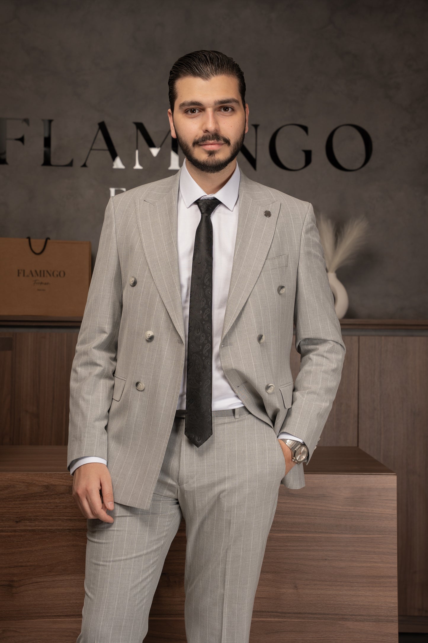 GREY LINED DOBETTI SUIT