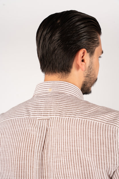 BROWN LINED OXFORD SHIRT