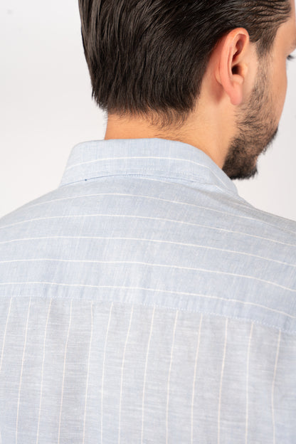BLUE WHITE LINE LINEN SHIRT