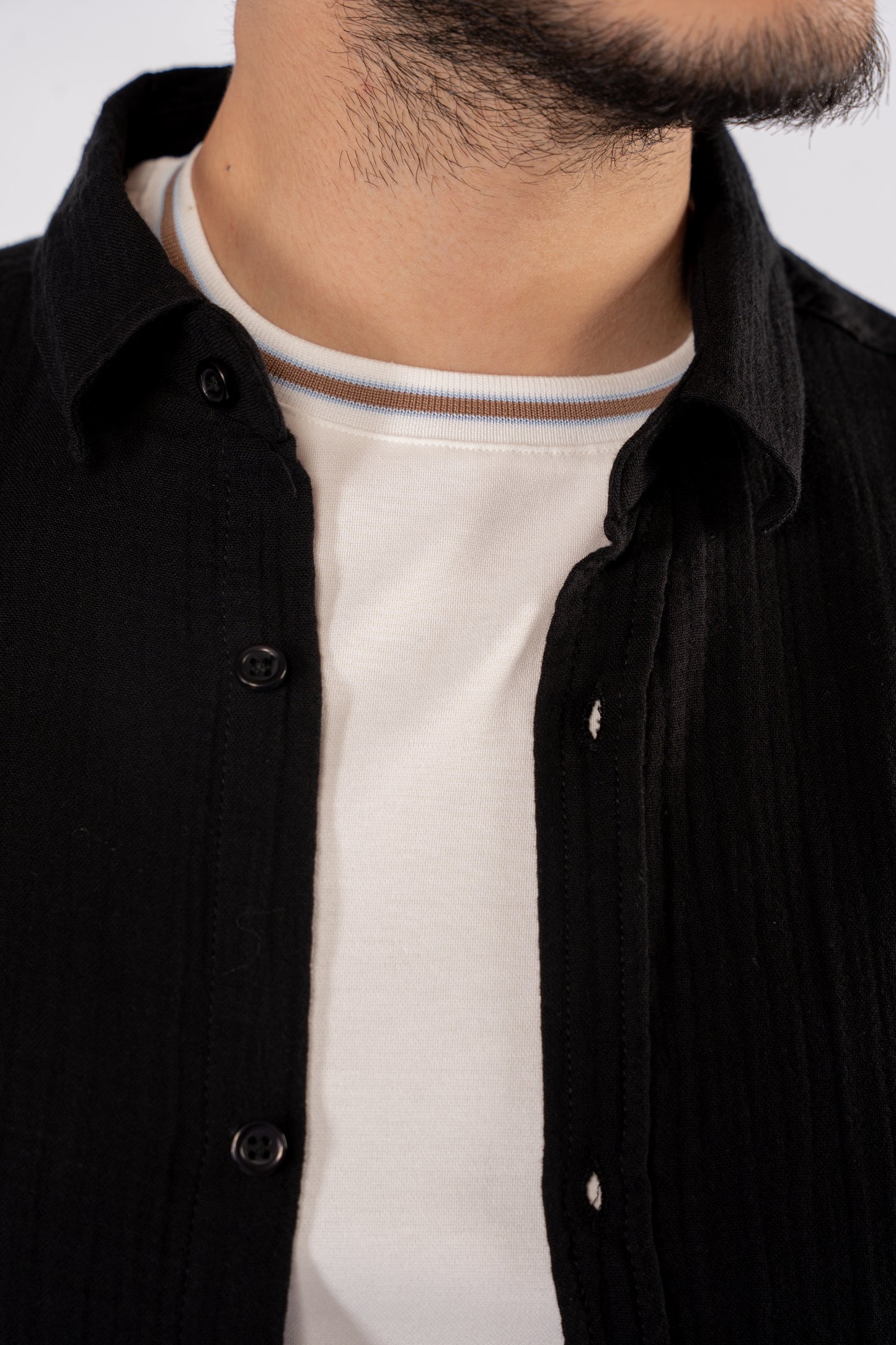 BLACK DOUBLE GAUZE SHIRT