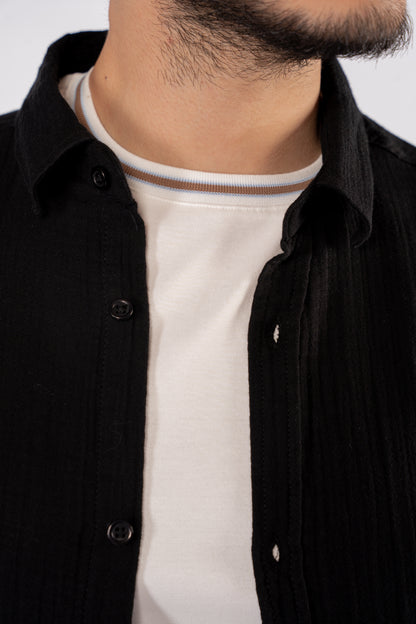 BLACK DOUBLE GAUZE SHIRT