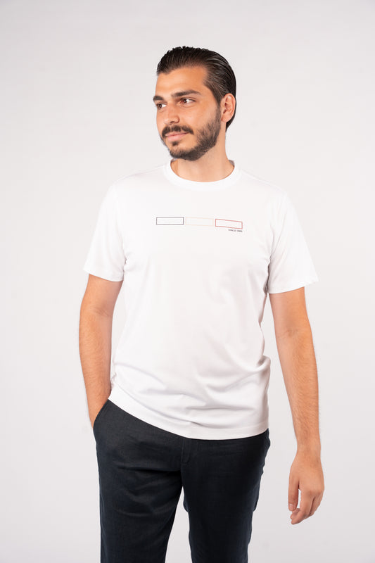 WHITE RECTANGLES RAYON TSHIRT