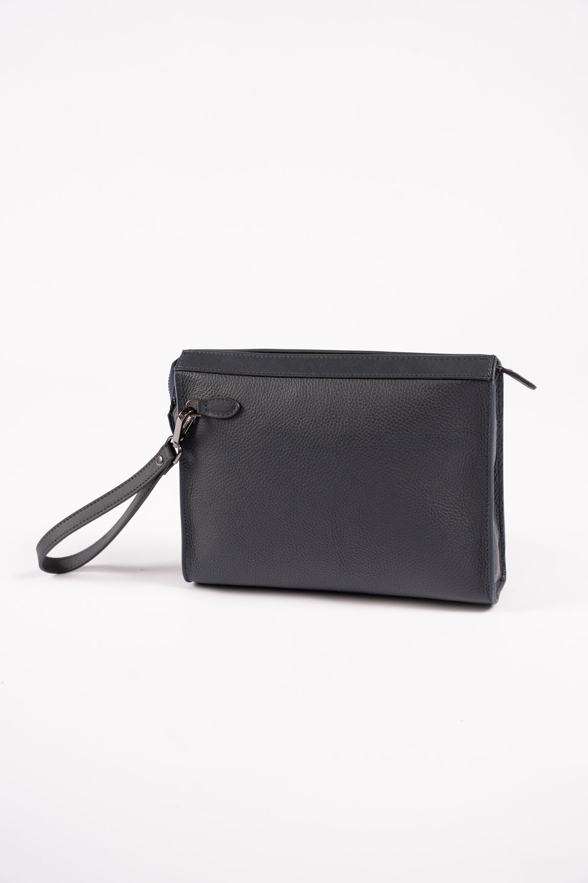 NAVY LEVANT SEAL LEATHER CLUTCH BAG