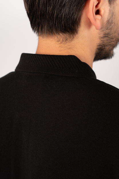 BLACK CASUAL BUTTON POLO