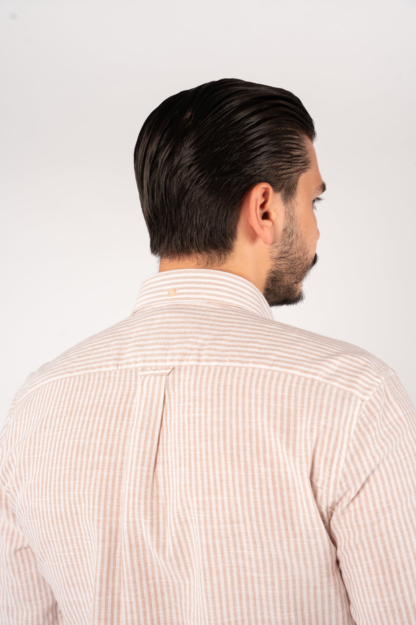 BEIGE LINED OXFORD SHIRT