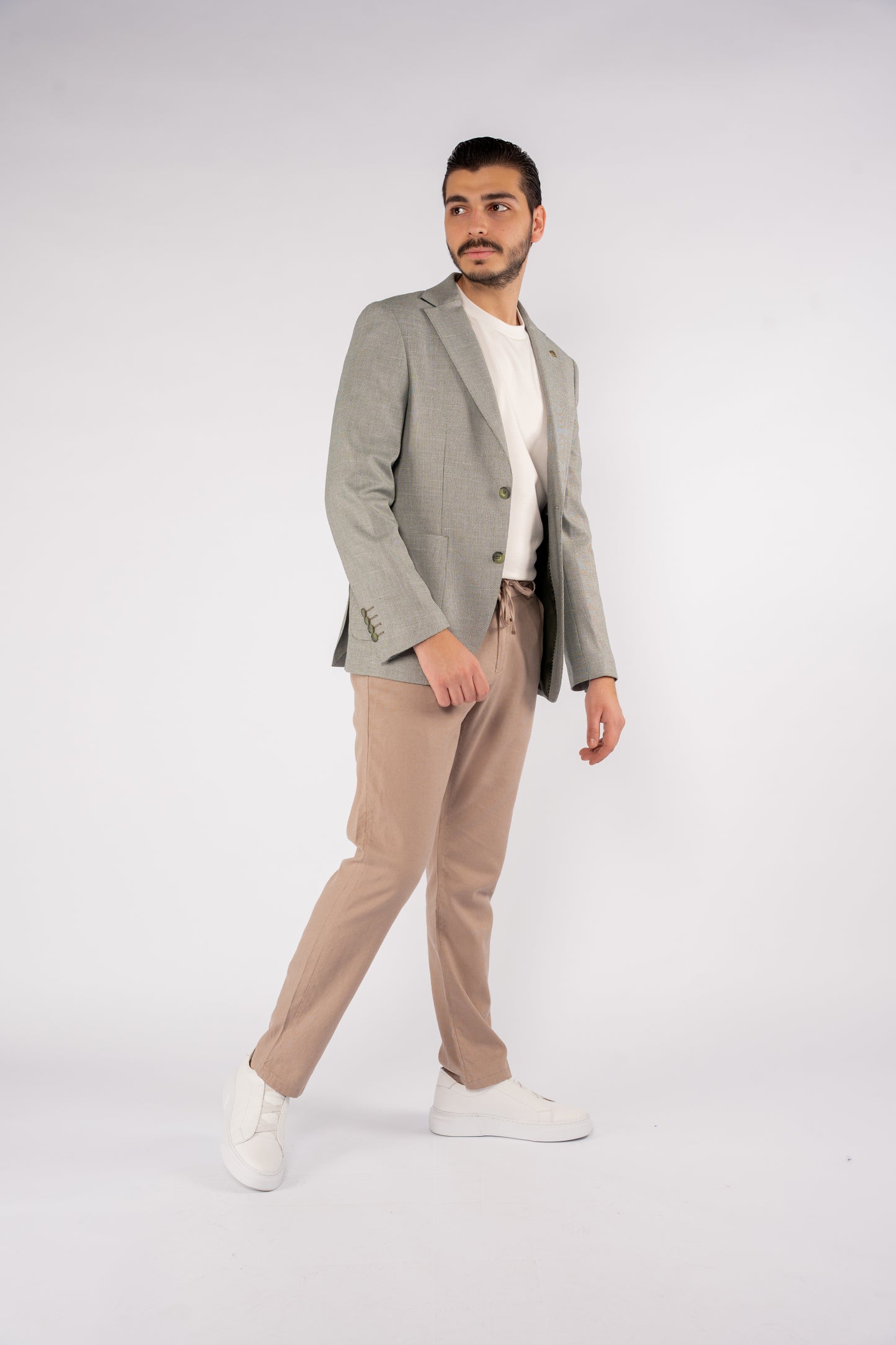 OLIVE MINIMAL ZIGZAG BLAZER