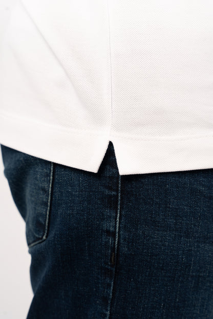 WHITE NAVY LINE VNECK POLO