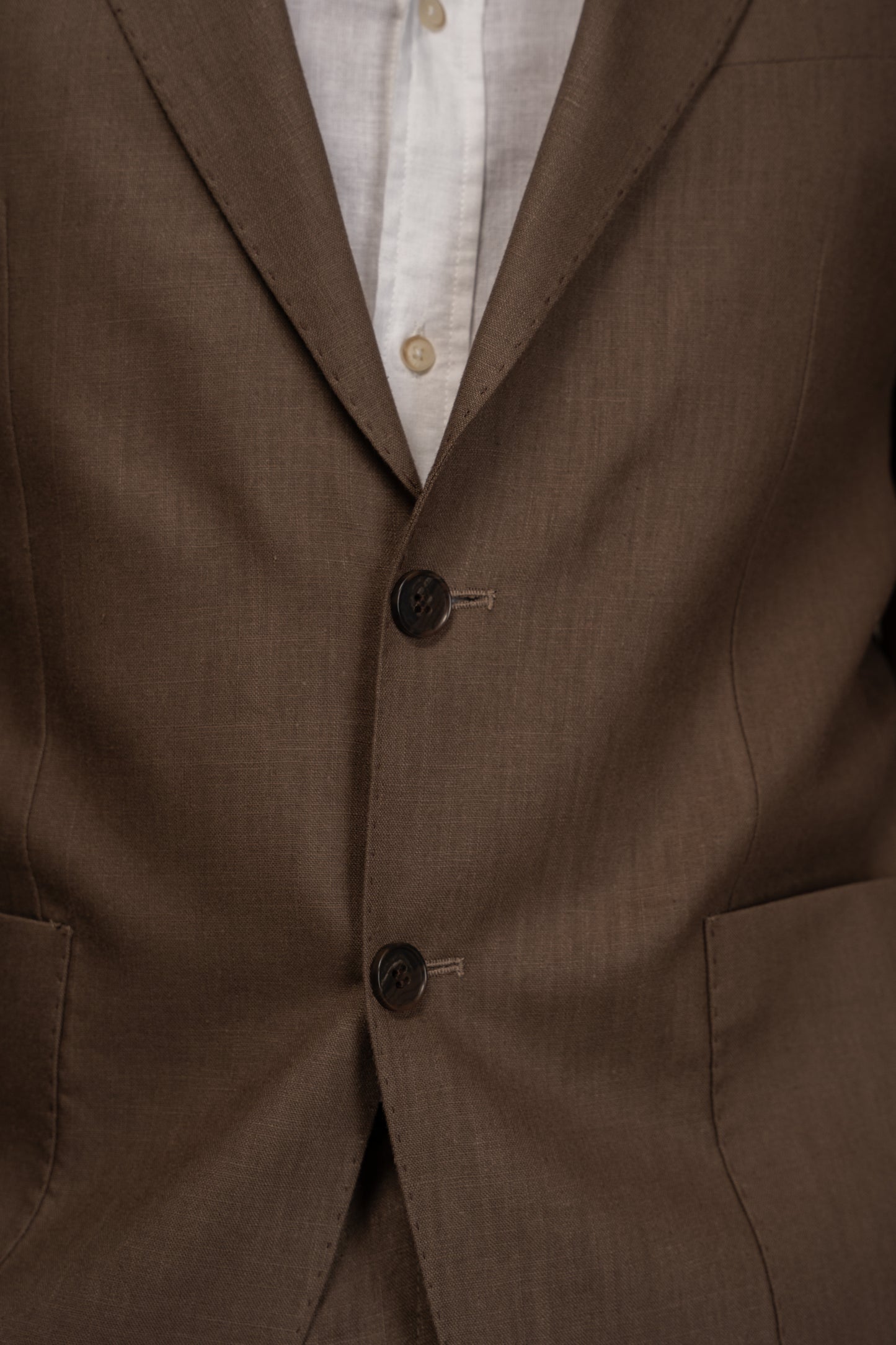 BROWN CASUAL LINEN SUIT