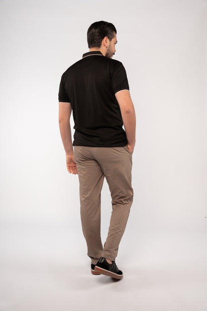 BLACK CASUAL COLLAR MERCERIZED POLO