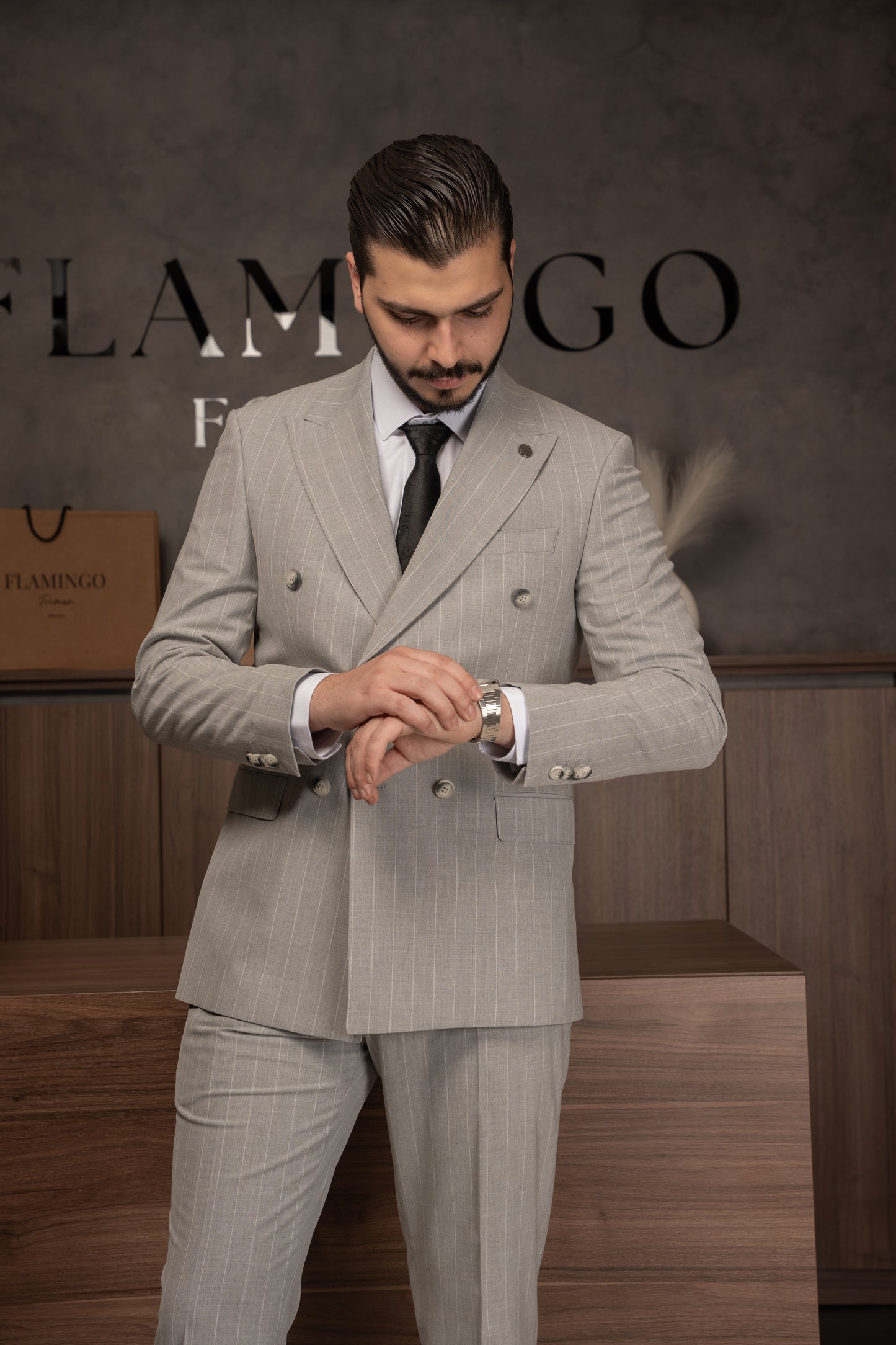 GREY LINED DOBETTI SUIT