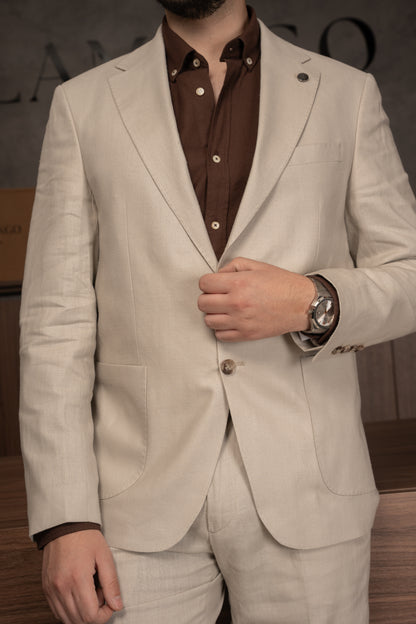 BEIGE CASUAL LINEN SUIT