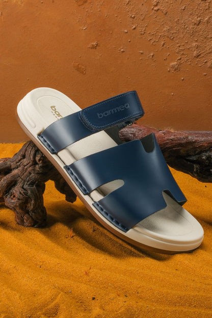 NAVY 100% LEATHER SLIPPERS