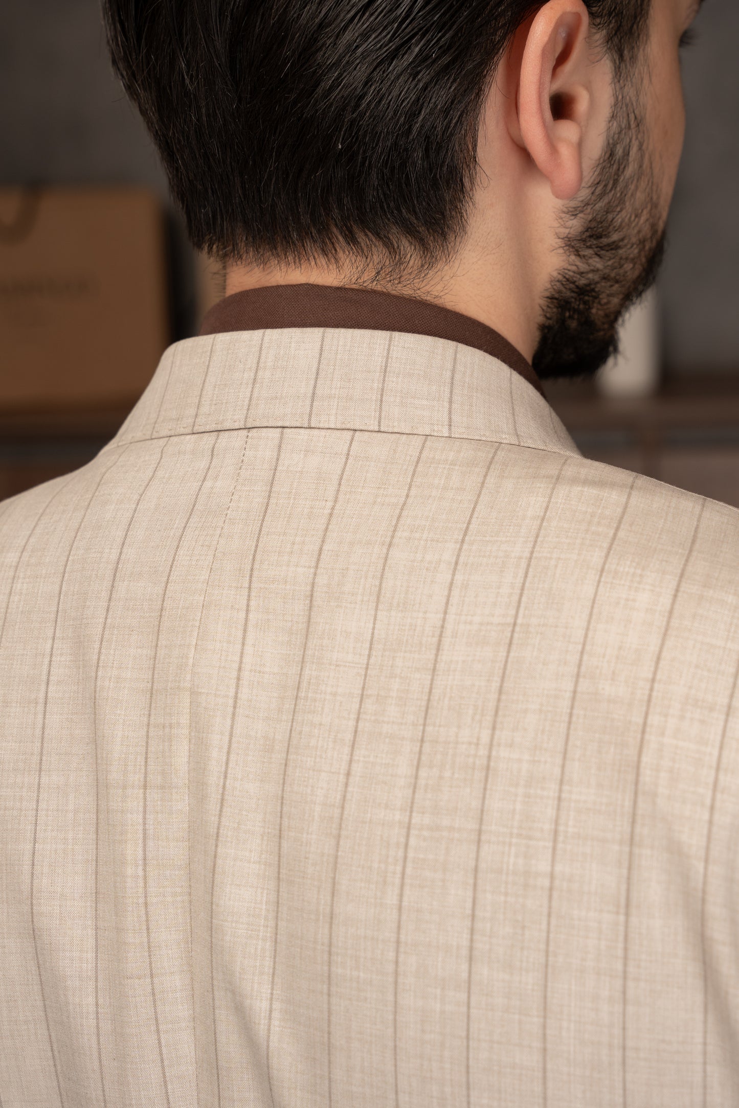 BEIGE LINED DOBETTI SUIT